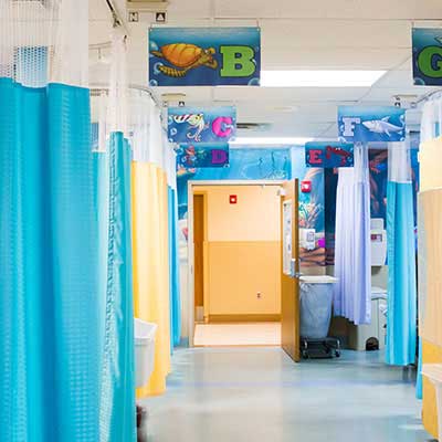 Hallway of Gulf Coast Hospital's Pediatric ER.