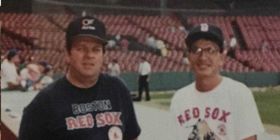 Frank with his dad at the Boston Red Sox baseball stadium when Frank was a teen.