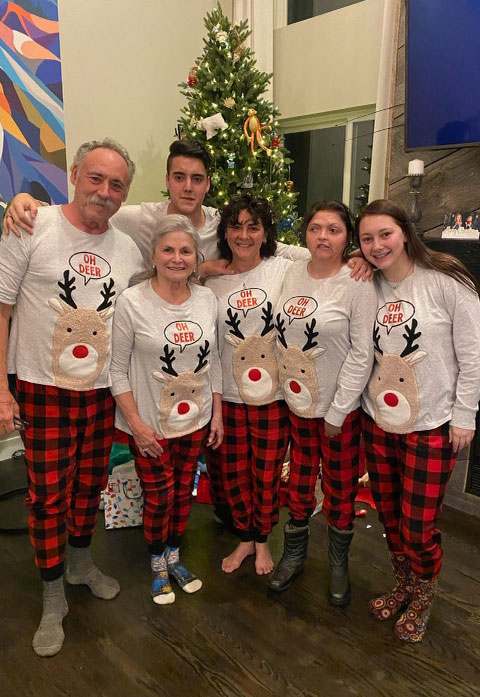 Jim Frost and his family in Christmas pajamas.