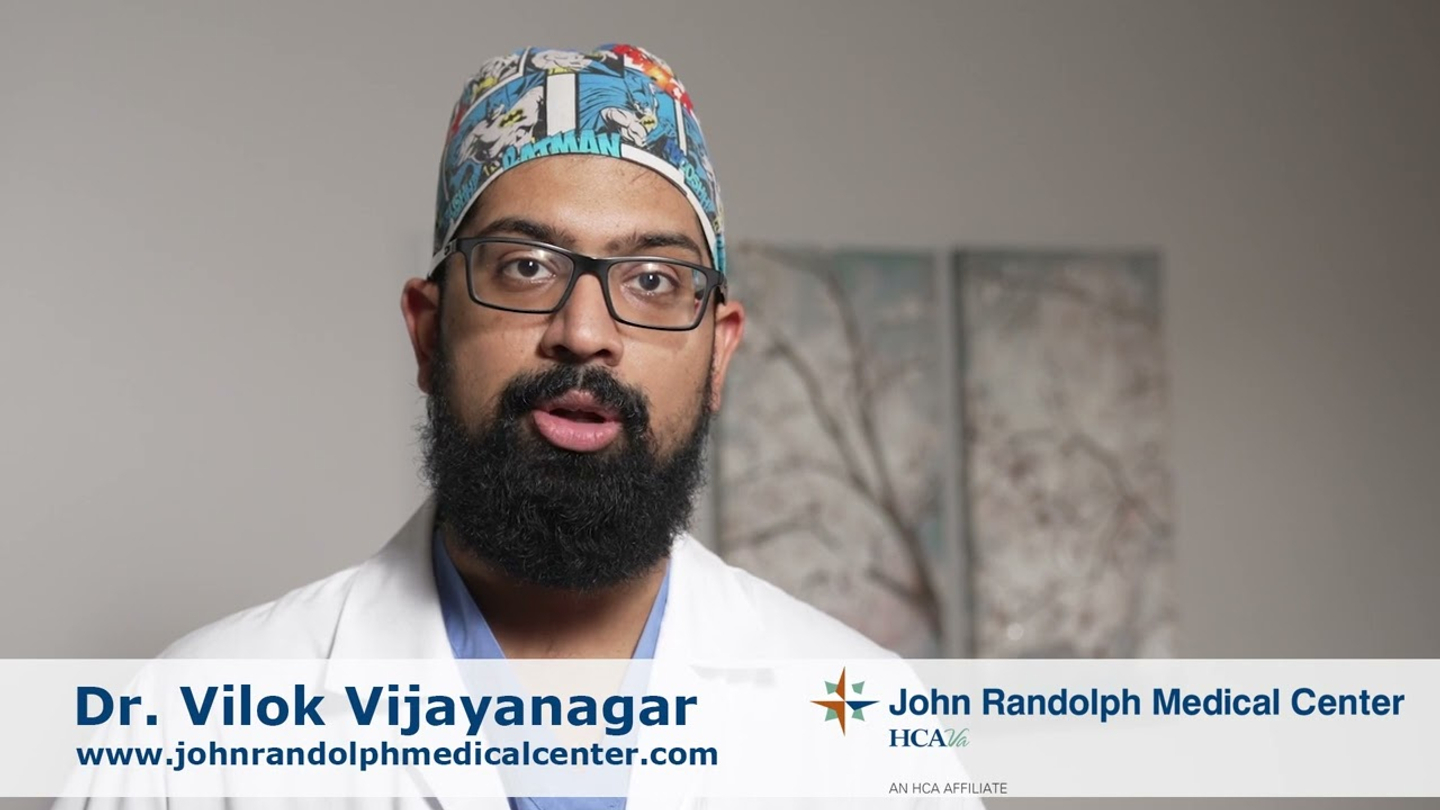 Dr. Vilok Vijayanagar discussing general surgery procedures at John Randolph Medical Center.