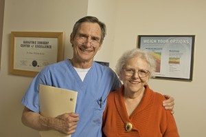 Judibeth Taylor next to surgeon, Dr. Bruce Brient