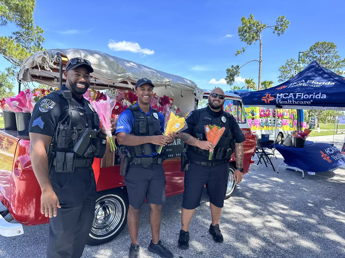 North Port Police Officers pick out flowers for a special someone.