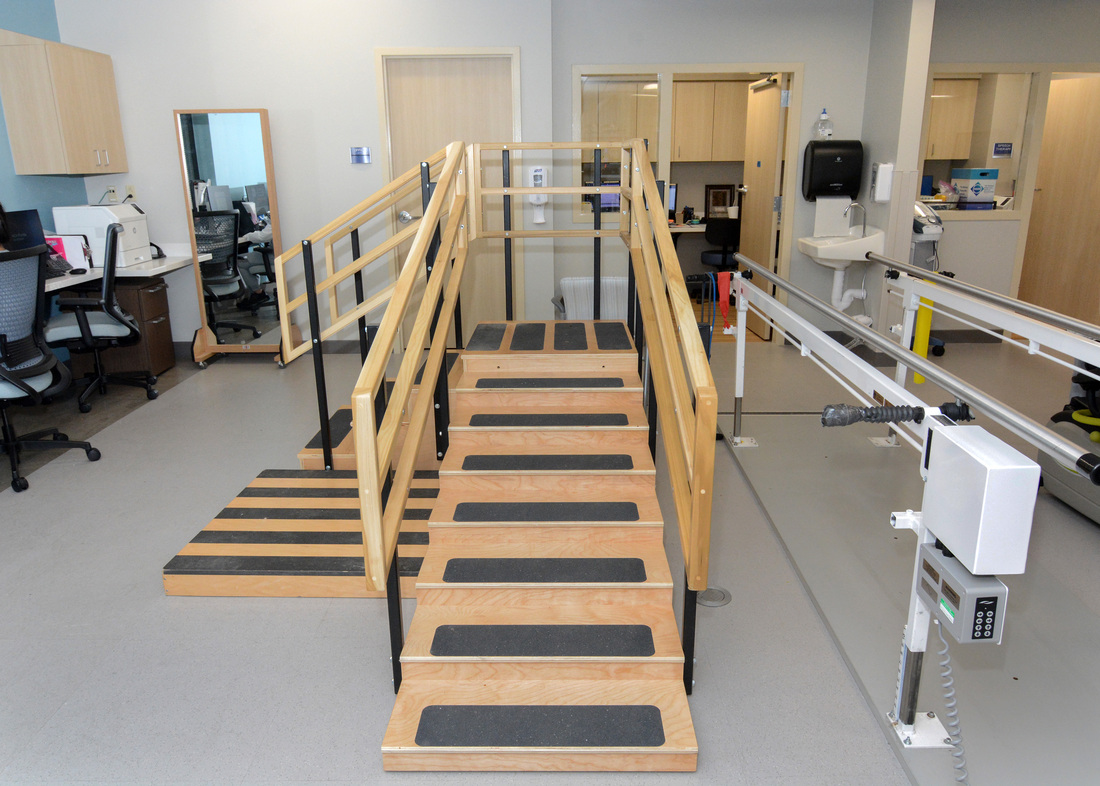 Rehabilitation stairs in the newly-renovated gym
