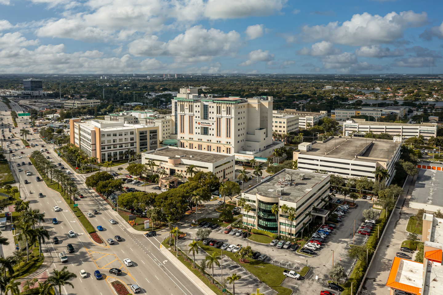 Exterior Building Photo of Aventura Hospital at Daytime wide angle distance