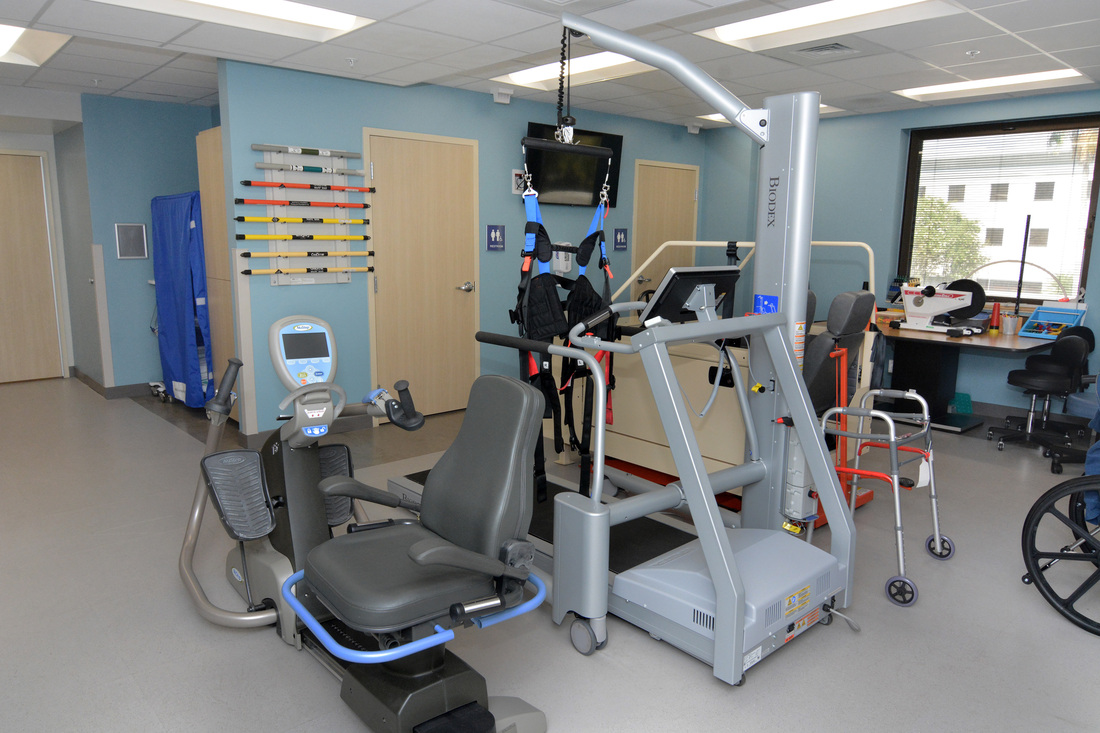 Equipment in newly-renovated rehabilitation gym