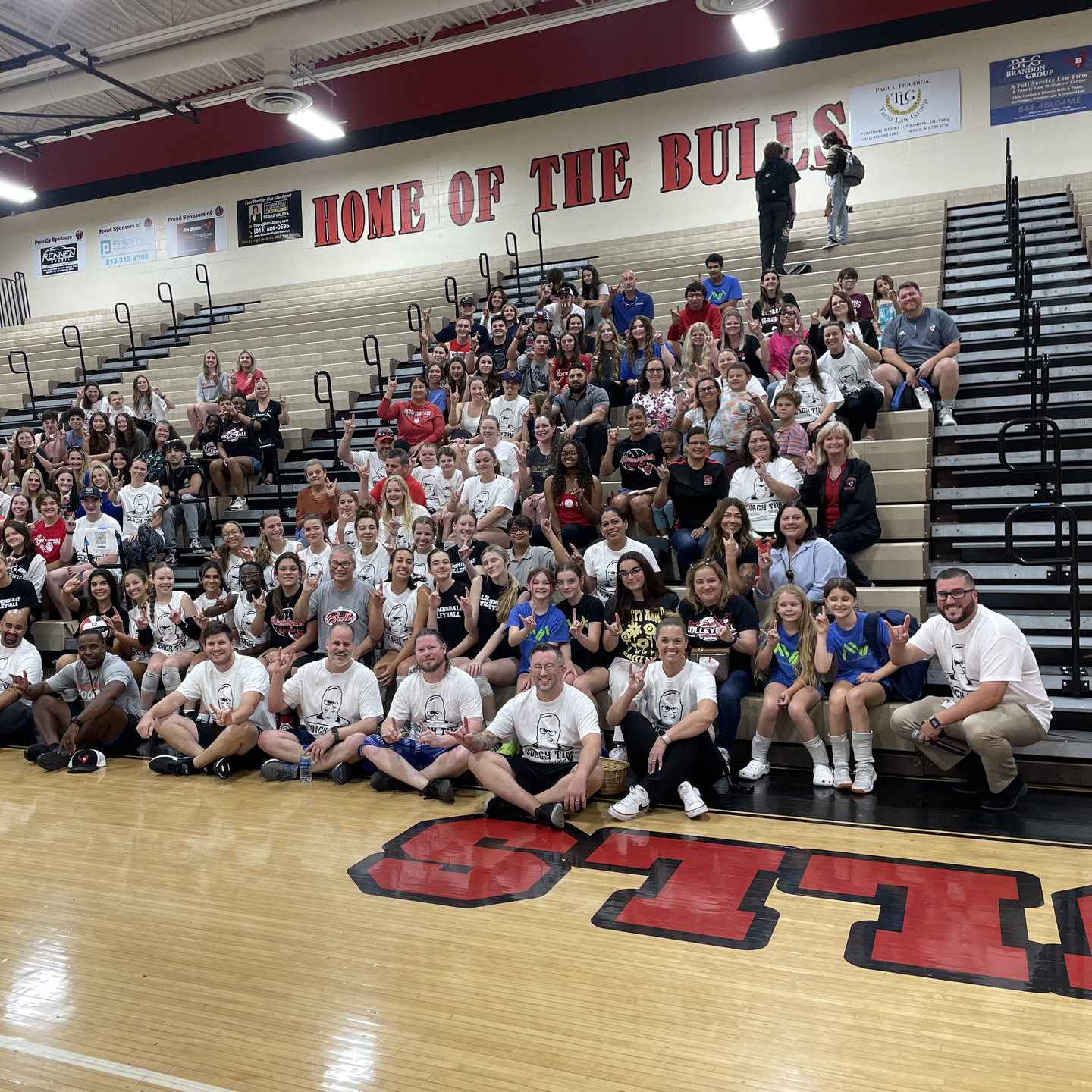The Bloomingdale community gathered in the gym for a volleyball game fundraiser.