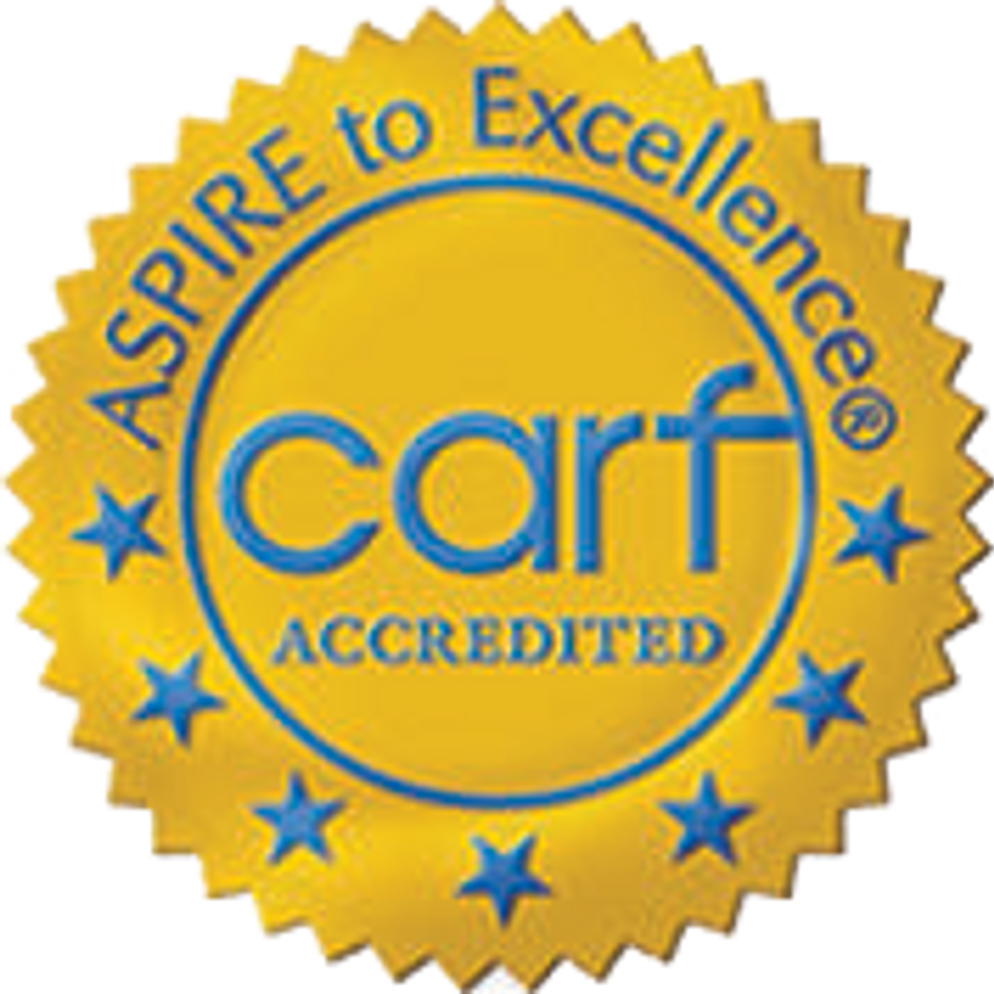 CARF (Commission on Accreditation of Rehabilitation Facilities) Accredited Aspire to Excellence logo